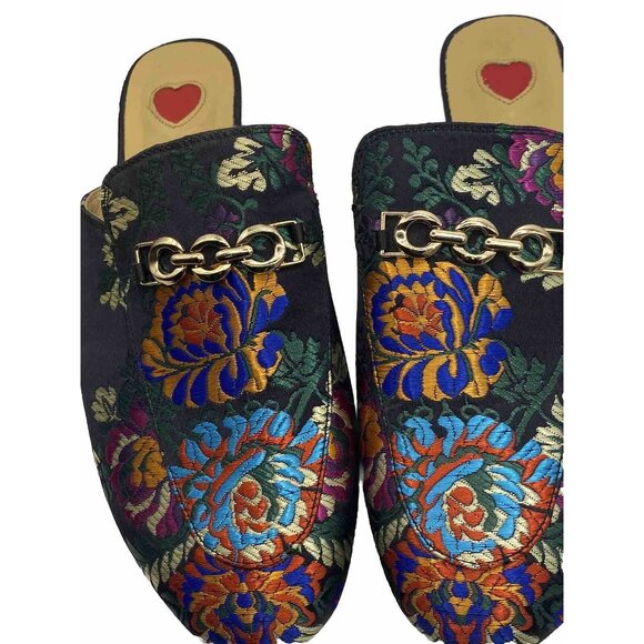 FY Zoe Miriam Silk Embroidery Size 260Cm US 9.5 Sheepskin Vero Cuoio Flat Mules - Picture 10 of 10